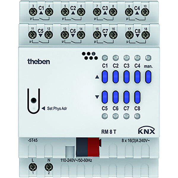 Theben Schalt-/Jalousieaktor 8-/4-fach, o.Erweit. RM 8 T KNX